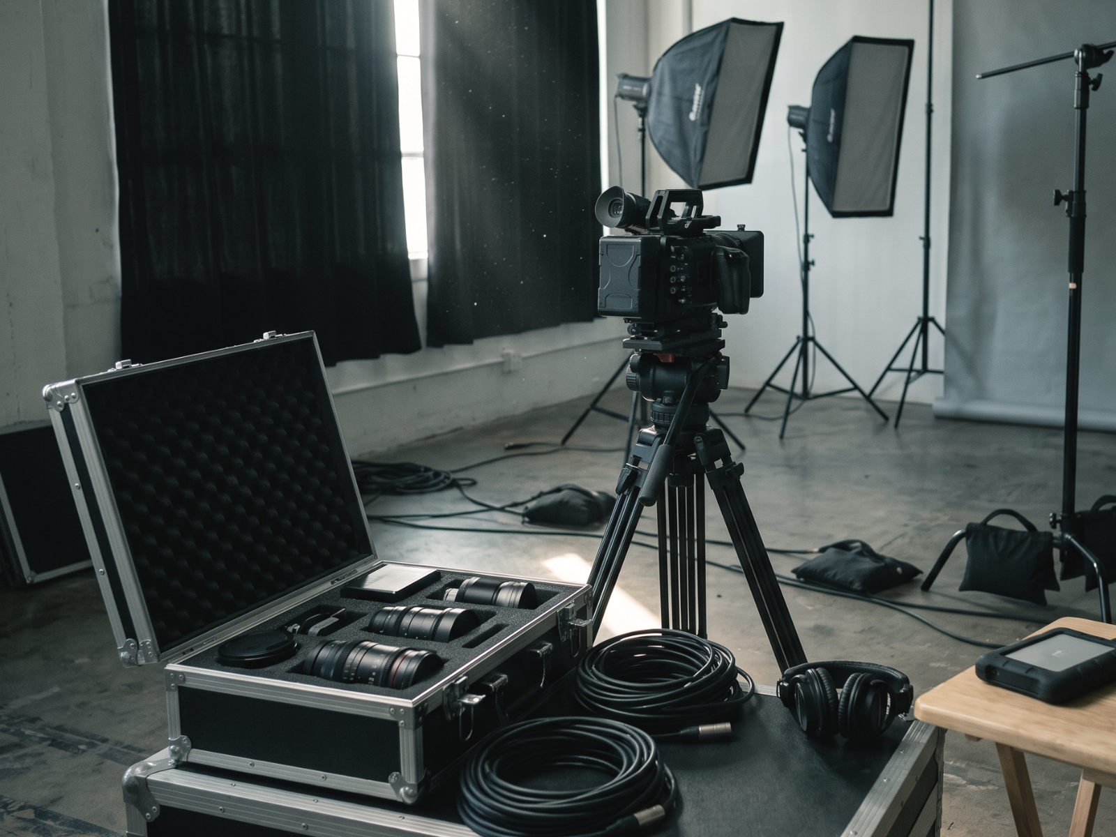 A small video production studio between shoots